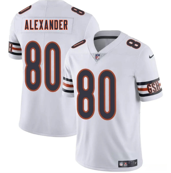 Men's White Chicago Bears #80 Maurice Alexander 2025 Vapor Stitched Football Jersey